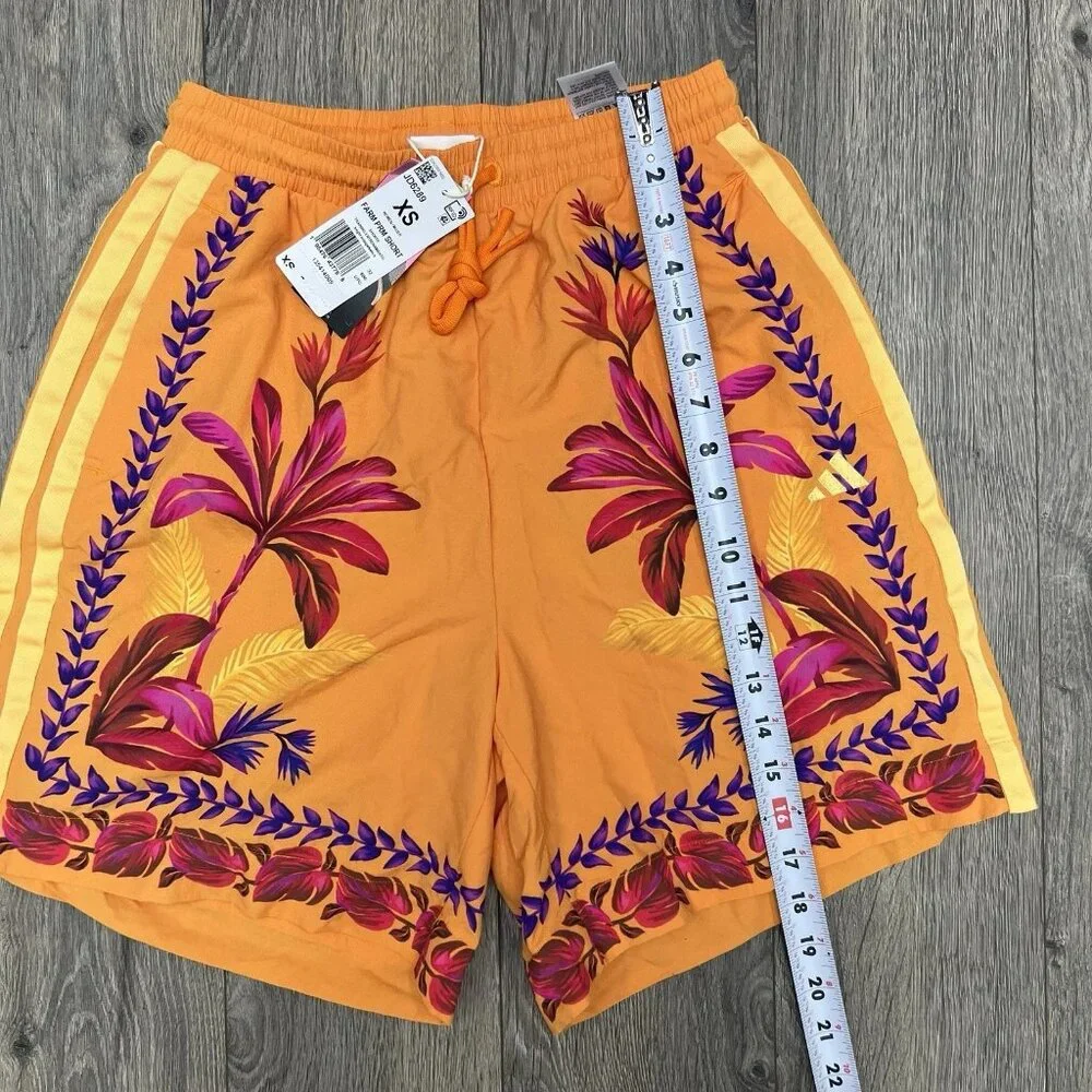 Adidas x Farm Rio Premium Shorts Size XS Womens Bright Orange Tropical Vacation - Picture 10 of 10